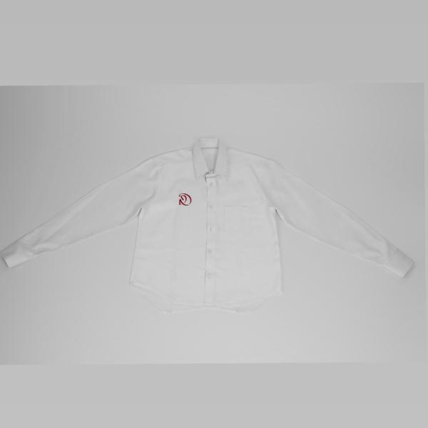 White studded long sleeved button up shirt