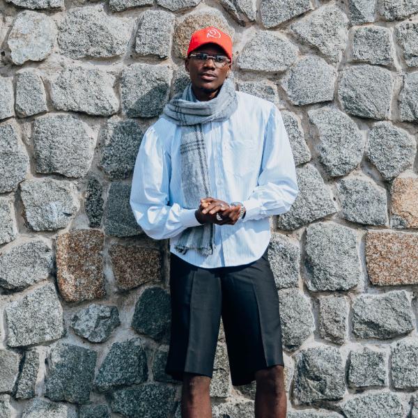 Ballon sleeve pinstripe button up shirt