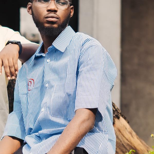 Blue Pinstripe short-sleeved button up shirts