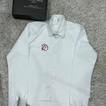 White stoned neck long sleeve shirt